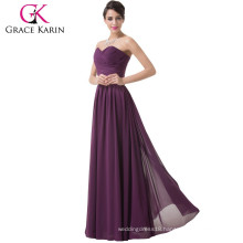 Grace Karin Ladies Sexy Strapless Sweetheart Chiffon Purple Cheap Tall Mother of The Bride Dresses CL6273